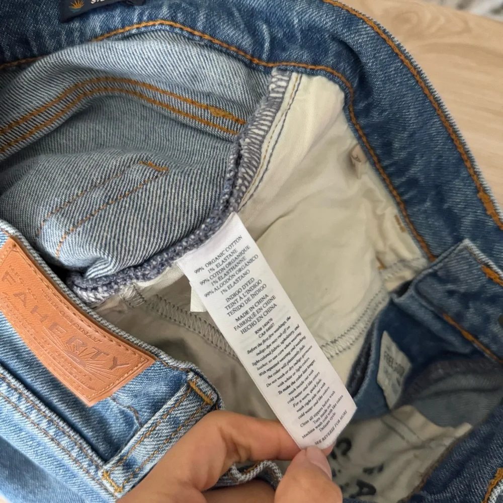 Faherty 25 Organic Cotton Slim Straight Denim Lakewood Wash Mid Rise - Picture 7 of 9